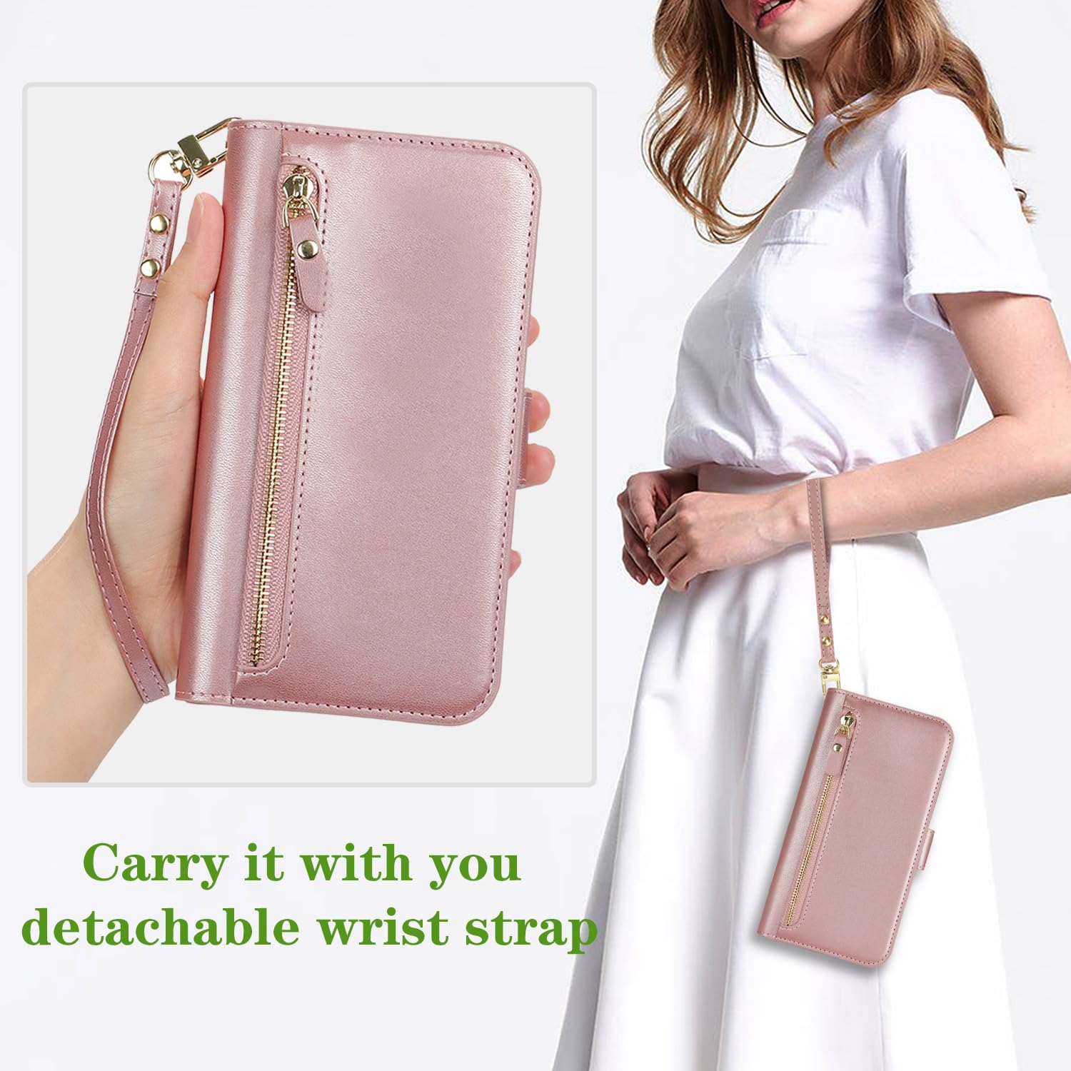 SailorTech for iPhone 13 Pro Max Phone Case Wallet with Card Holder for Women iPhone 13 Pro Max Wallet Case with Credit Card Slots Flip Case Zipper Shockproof Case for Men - Image 3
