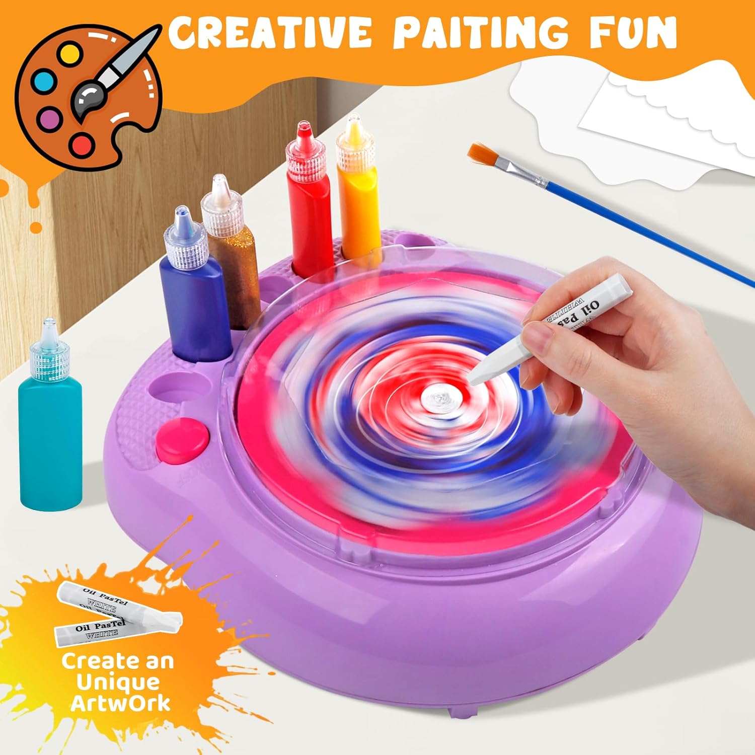 Paint Spin Art Machine Kit and Refill Pack, Arts & Crafts Painting Spinner Toys Kits Sets for Kids