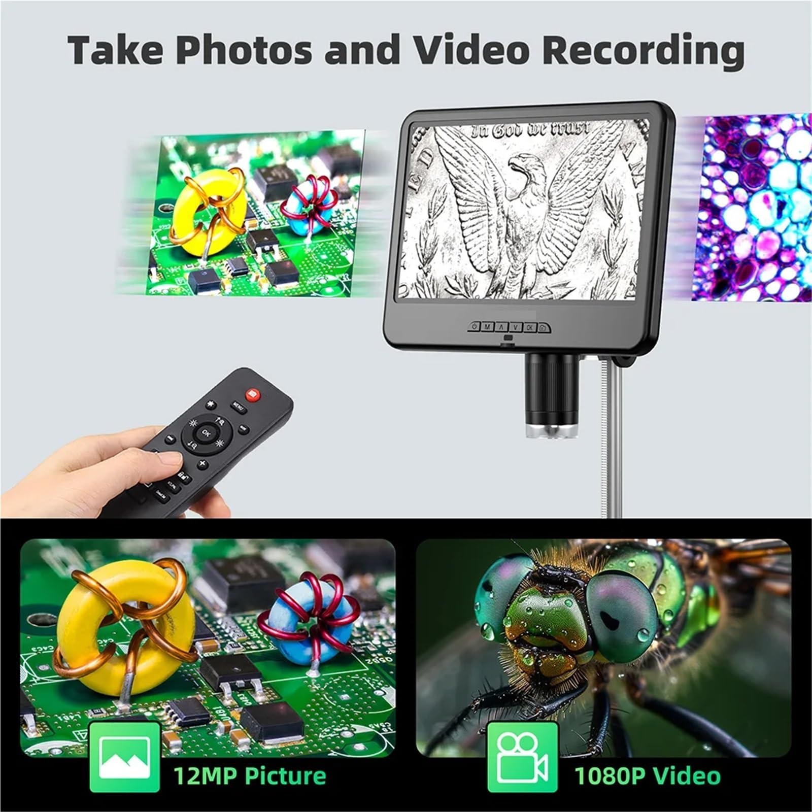 microscopio, Microscopio Digital AD210 De 10,1 Pulgadas con Pantalla LCD Ajustable For Herramientas Electrónicas, PCB/SMD, 1080P, For Soldadura para Adultos