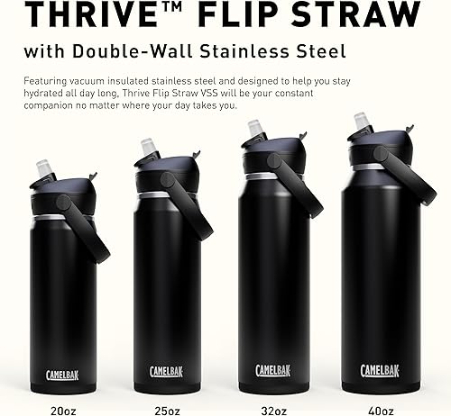 Miniatura 7 de CamelBak Thrive - Botella de agua de acero inoxidable aislada con pajilla, color azul marino, 25 onzas