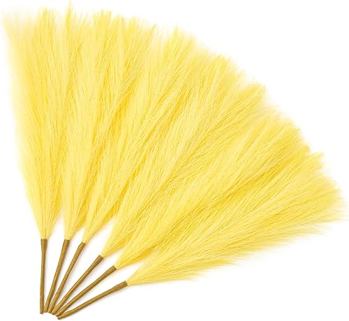 Miniatura 12 de Serwalin Hierba falsa de las pampas de 17 pulgadas, 6 piezas, decoración de hierba de las pampas rosa, decoración de sala de estar, rubor artificial