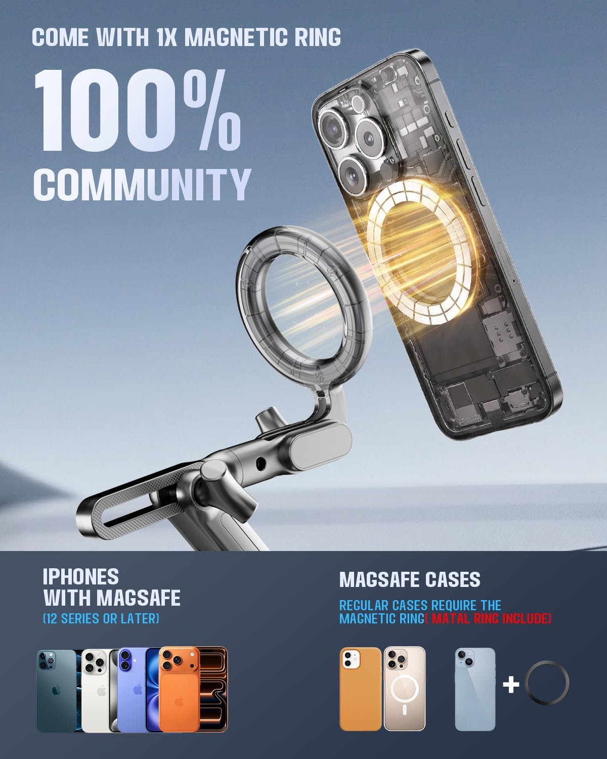 InwodiTeki Magnetic Phone Holders for Your Car, Upgraded 360° Vacuum Car Phone Holder, 108+LBS Strongest Suction & 3000gf Magnetic, Car Phone Mount for 17 Pro Max 16 15 14 13 12/ Android Phones