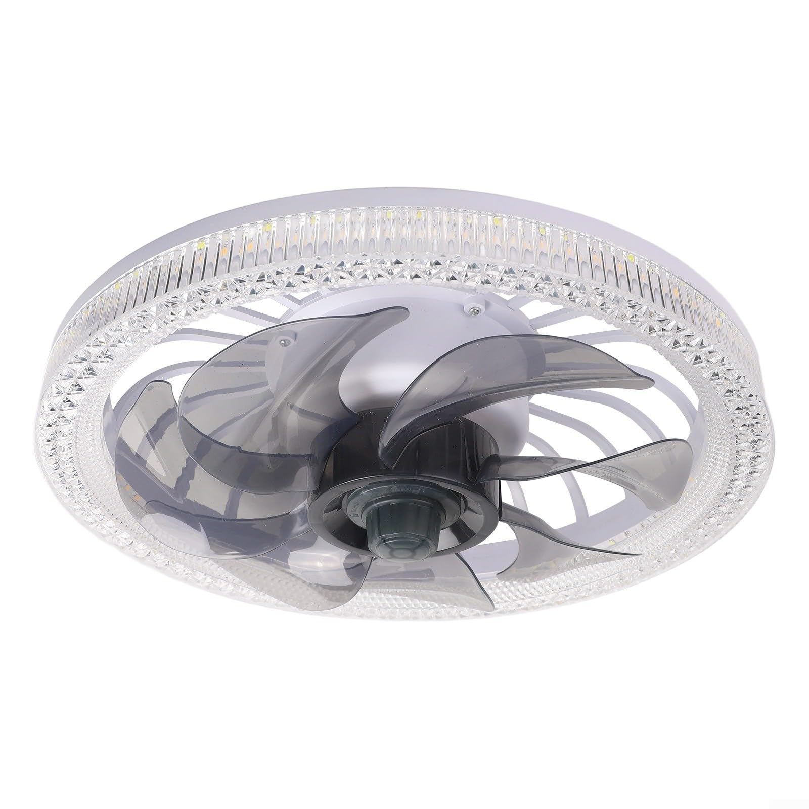 Moderno ventilatore da soffitto con luci telecomando incluso, dimmerabile 3000 K-6500 K, montaggio a filo a basso profilo, per casa e ufficio, ABS + PC, verde (bianco)