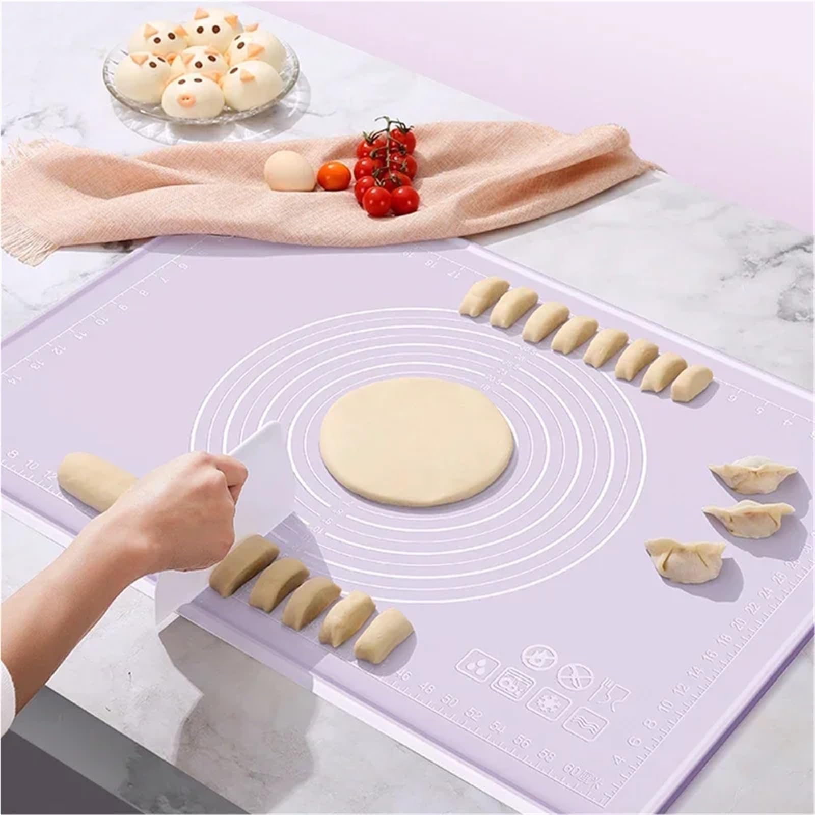 Esterilla de silicona for repostería, grande, antiadherente, for amasar y hornear pan para Pastelería, Repostería(White,60x80)