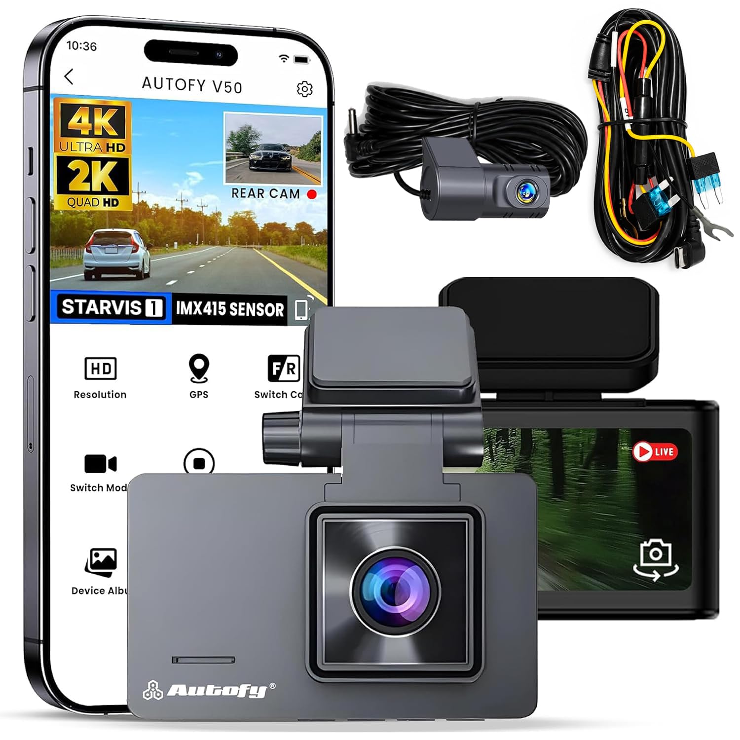 Autofy V50 Car Dash Camera 4K Ultra HD (8MP) Front 2K QHD (4MP) Rear STARVIS 2 IMX415 Sensor Dual Channel Super Capacitor Night Vision 24H Parking Monitor G-Sensor (Free Acc Kit & 24 Months Warranty)-image-7