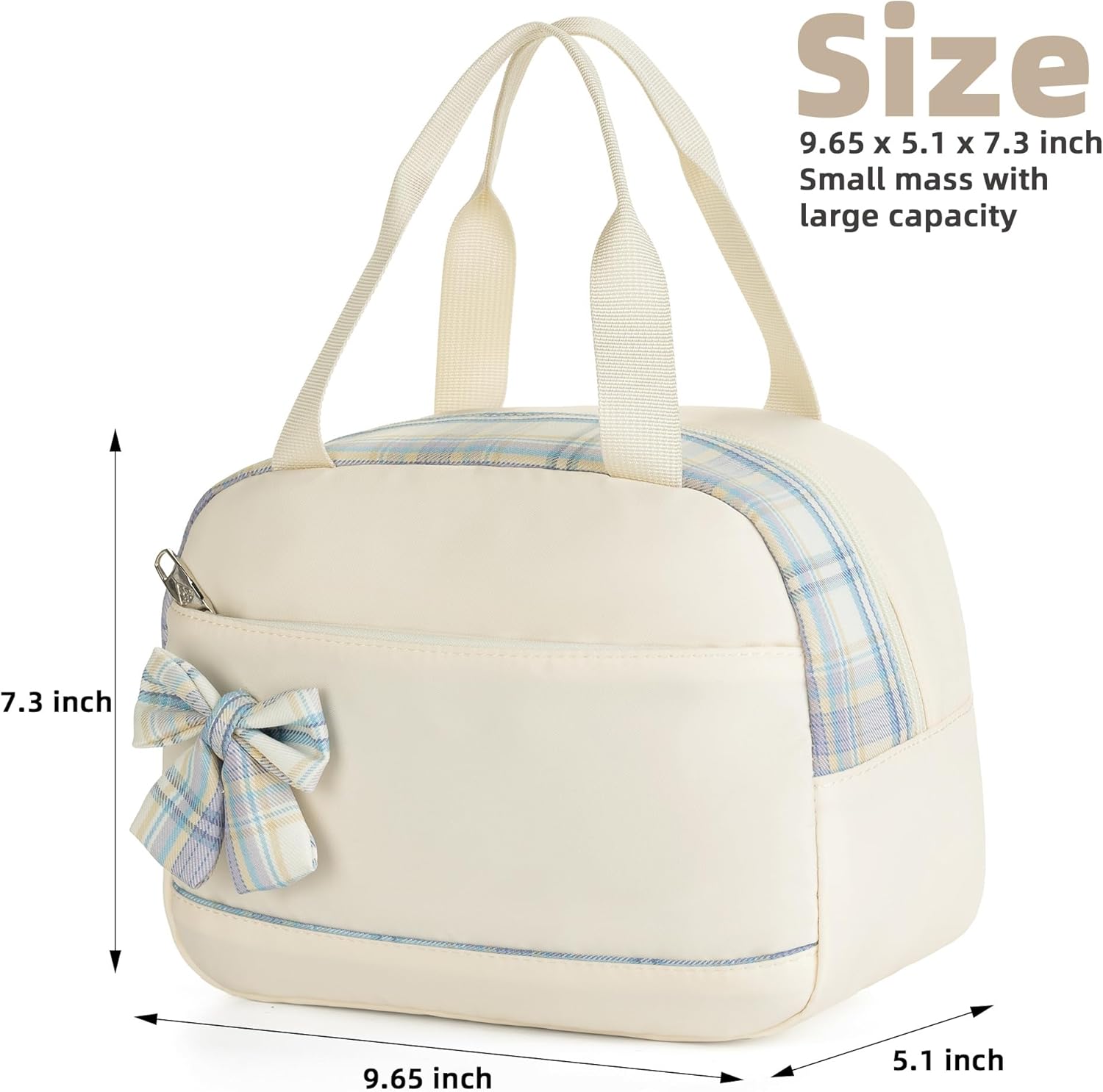 Lunch Bag for Women Men Cute Tote Bags Reusable Insulated Beach Box Case Large Capacity Cooler Purse for Work Picnic Travel Office Camping Handbag School Bookbag for Girls,Teen,College,Student Beige