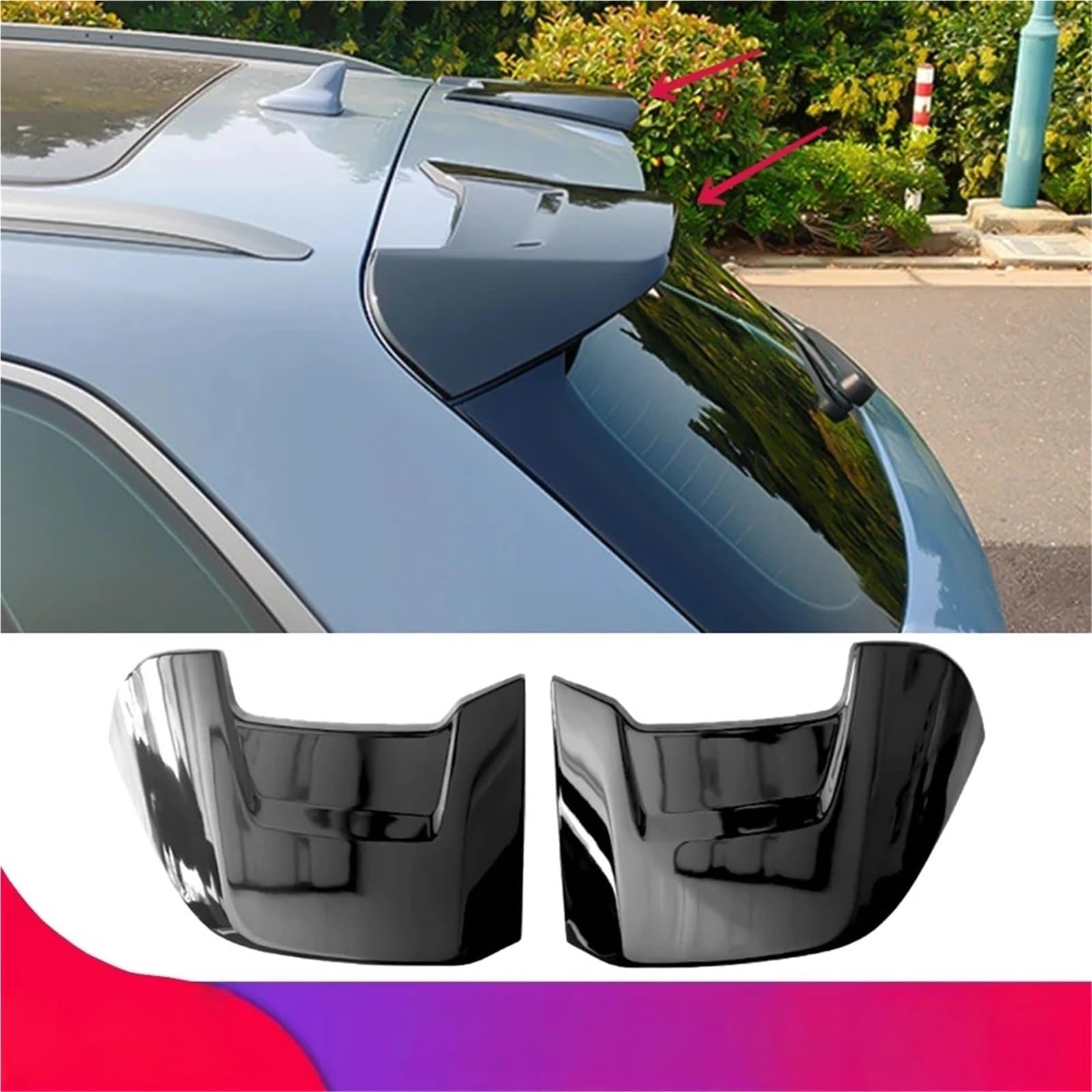 ABT styl tylny Spoiler dachowy ogon skrzydło akcesoria samochodowe kompatybilny dla Audi Q5 Q5L SQ5 2018 2019 2020 2021 2022 2023 2024(Carbon Look)