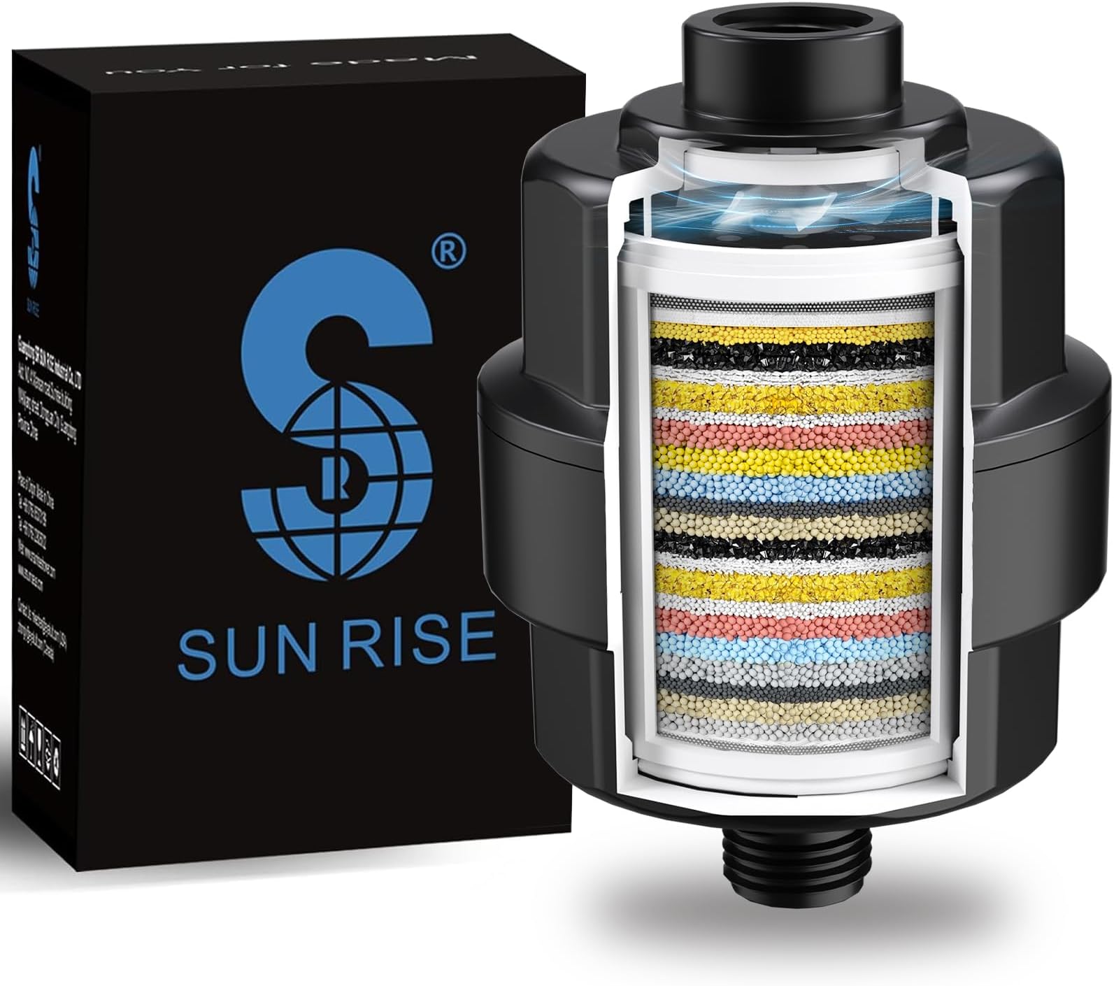 High Output Shower Filter – Latest Superior Advanced 20 Stage,Universal Multi-Stage Shower Head Filter to Remove Chlorine and Heavy Metals, Improves Condition of Your Skin and Hair Health (Black)