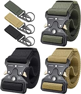 Ginwee 3 Pack Tactical Belt,Military Style Belt, Riggers Belts for Men, Heavy-Duty Quick-Release Metal Buckle with extra MOLLE Hook