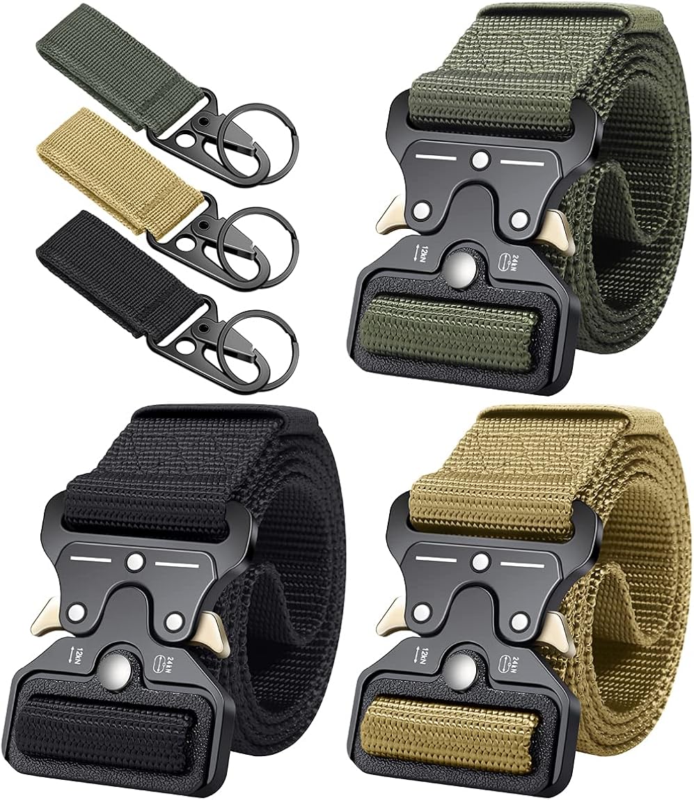Ginwee 3 Pack Tactical Belt,Military Style Belt, Riggers Belts for Men