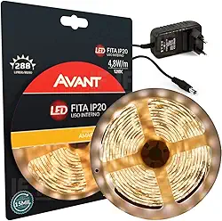 AVANT 192910534 Fita Led, Interna Ip20. 8 Wm, 5M, Am3000 K, 12 V, Transformador Ormador, Luz Amarela