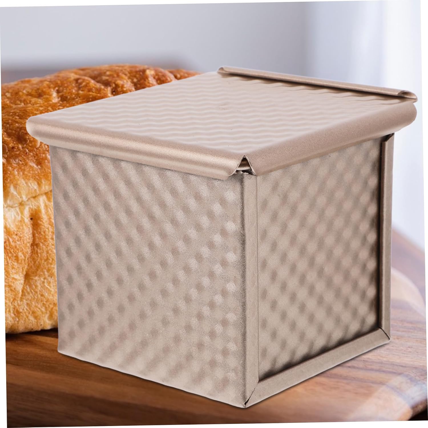 KICHOUSE 1pc Bread Toast Box Mold Cover Mini Square Non Stick Bakeware Baking Lid for Loaf Pans
