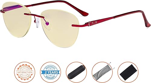 Vista 8 de CessBlu Ladies Cat-eye Blue Light Blocking Glasses Anti Glare UV Rimless Computer Eyeglasses for Women Reading Screen