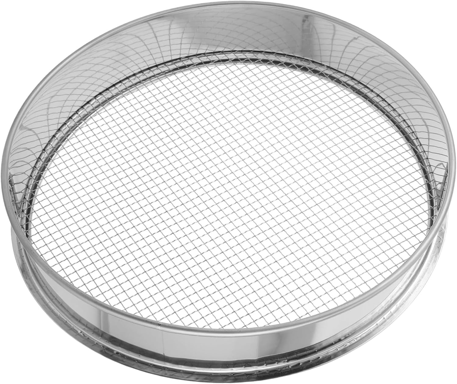 Stainless Steel Soil Sifter with Mesh Screen for Rocks and Sand, Ergonomic Handle for Lab Sieves Activities and Treasure Hunting, Sturdy Reusable Garden Tool Minimizing Hand
