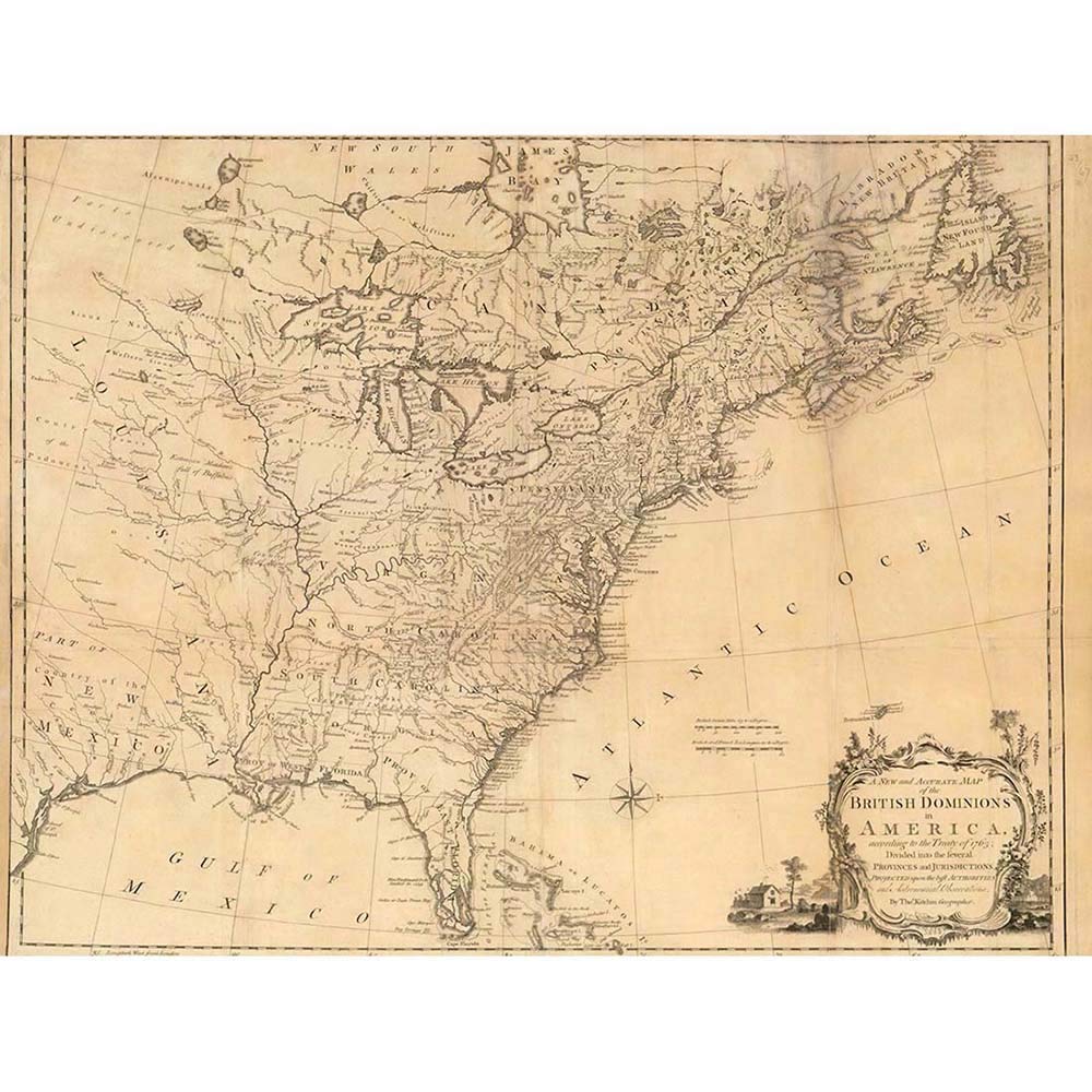 Wee Blue Coo Map Antique Eastern Seaboard 1763 North America Atlantic Ocean Art Print Poster Wall Decor 12X16 Inch