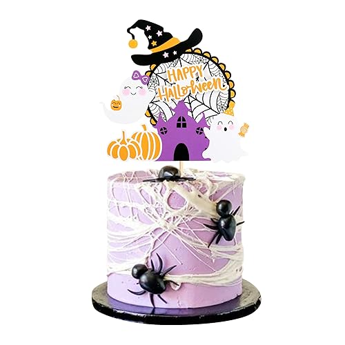 Ercadio 1 paquete de adornos para tartas de Halloween con fantasma, calabaza, sombrero de bruja para tartas, suministros de decoración de pasteles