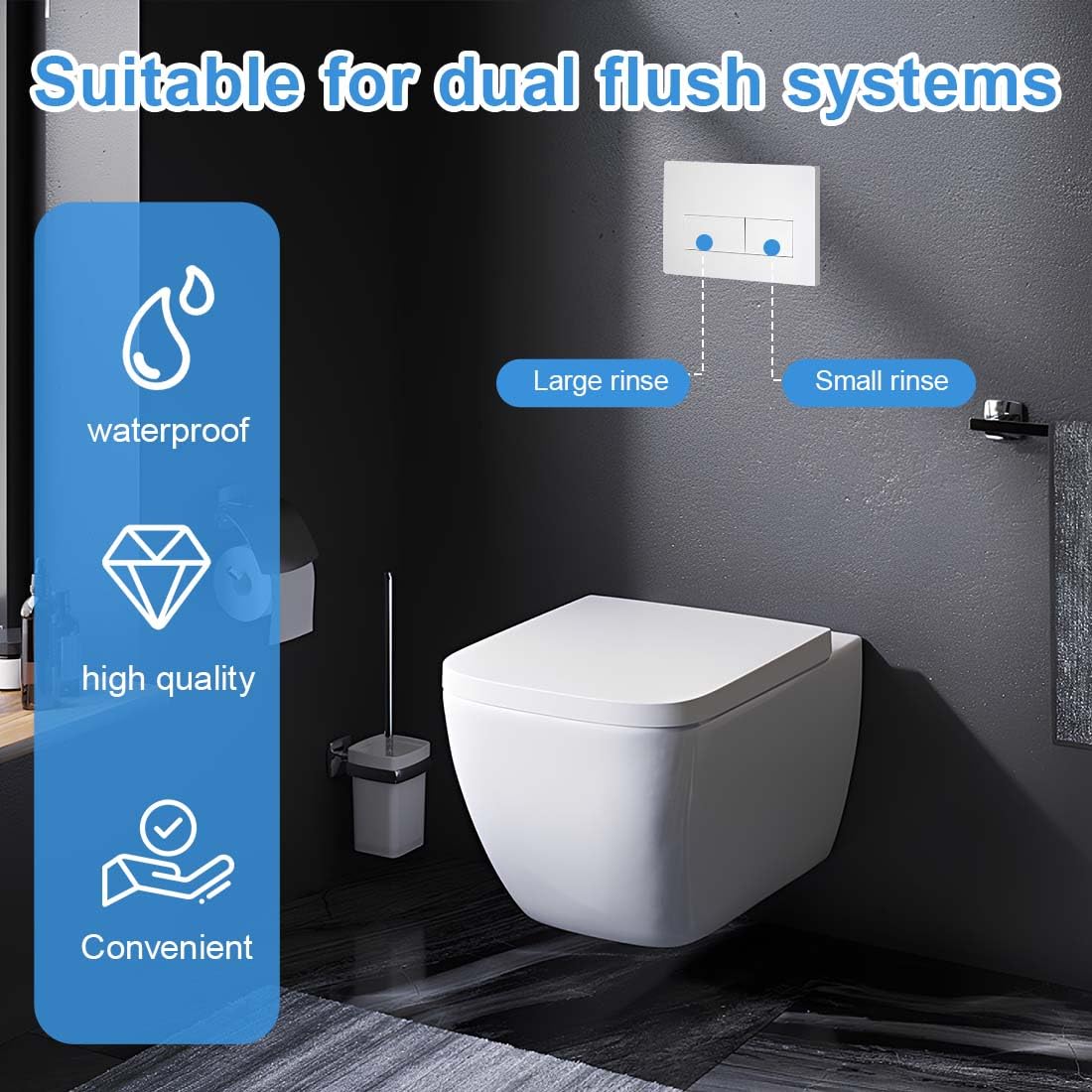 1 Pezzo Accessorio per Serbatoi d'Acqua in Bagno,Compatibile Placca WC Geberit, Piastra Doppio Scarico (Bianco)