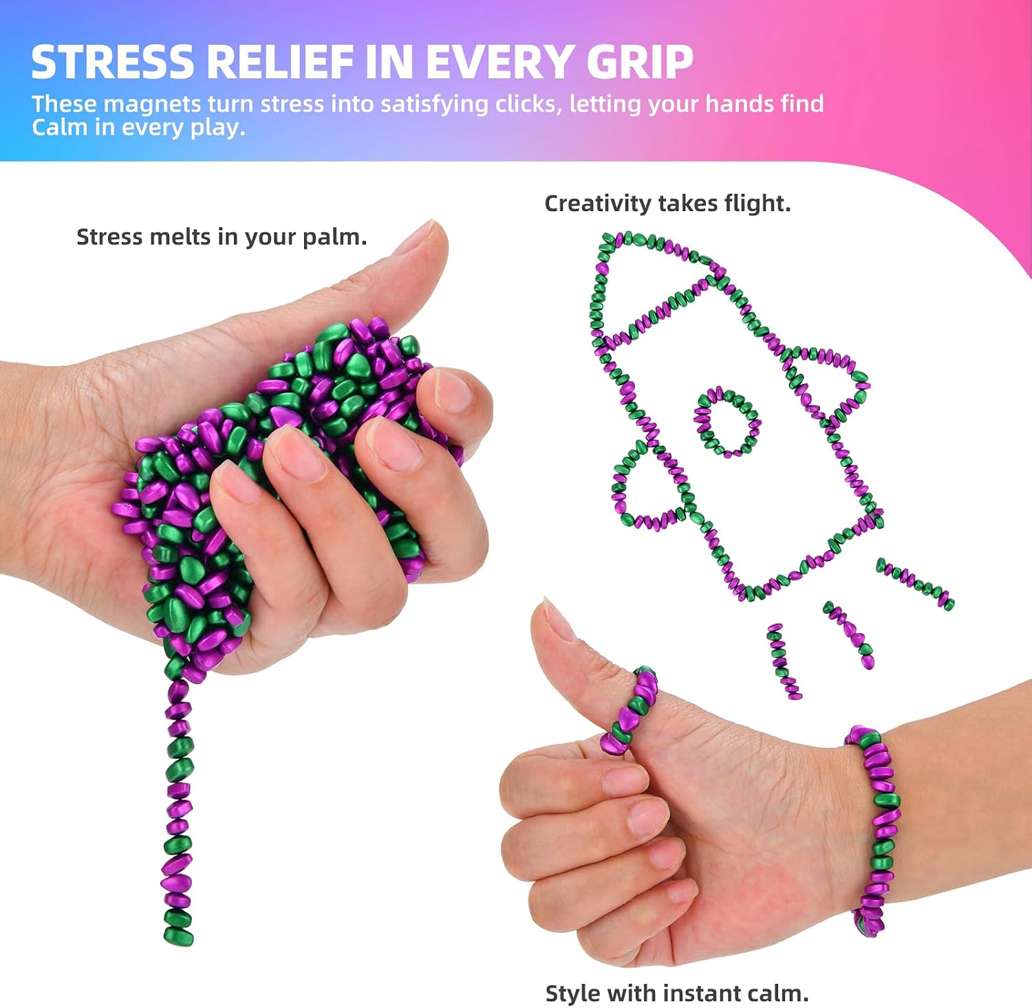 550pcs Fidget Toys Adults,Stress Relief Sensory Toys for Autism ADHD Anxiety,Smooth Ferrite Stones Desk Fidgets Toys,Fidget Toys Gifts image 2