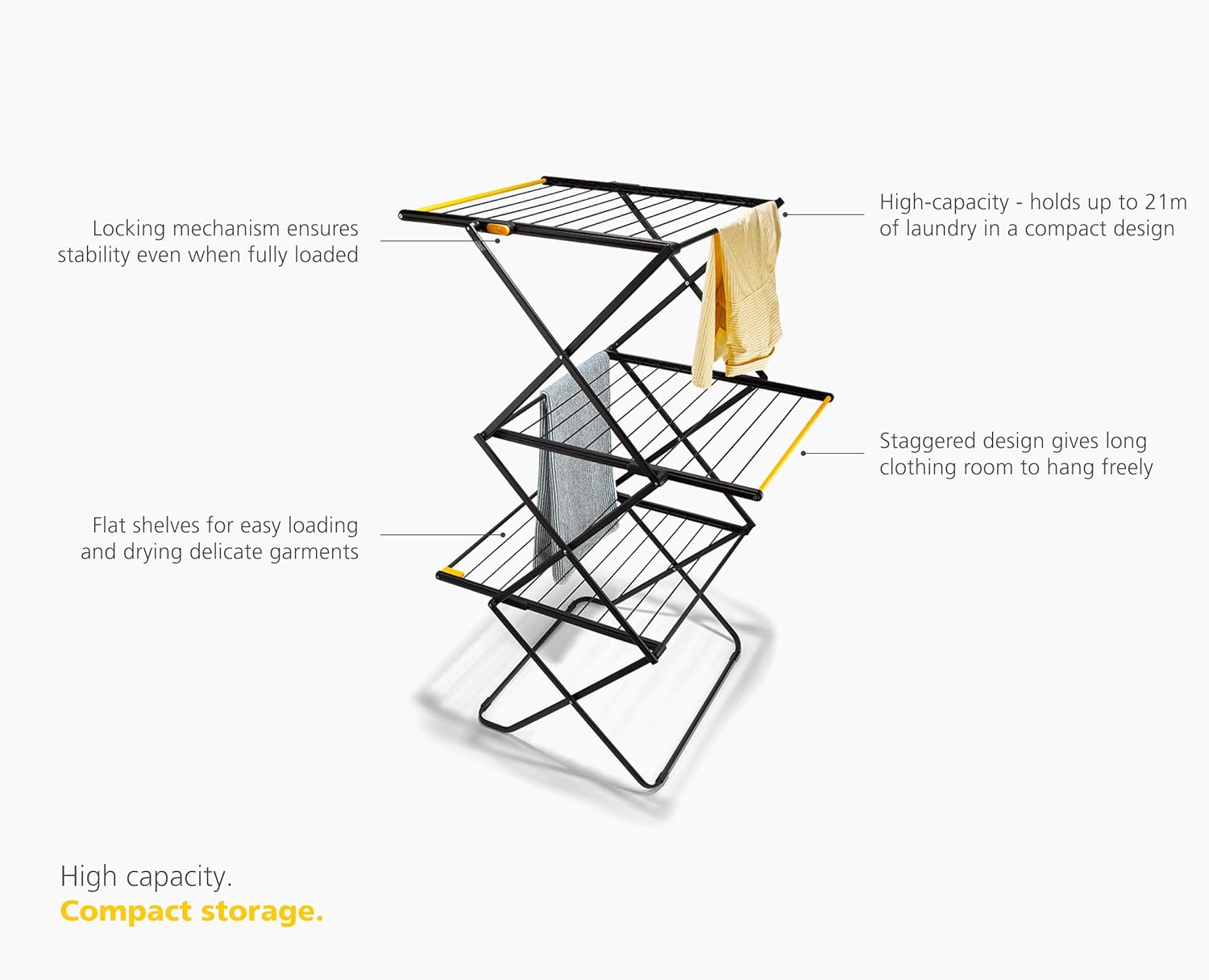 Joseph Joseph AirFrame Max Drying Rack, 70 ft Capacity, Large Folding Clothes Airer with Long Garment Rails