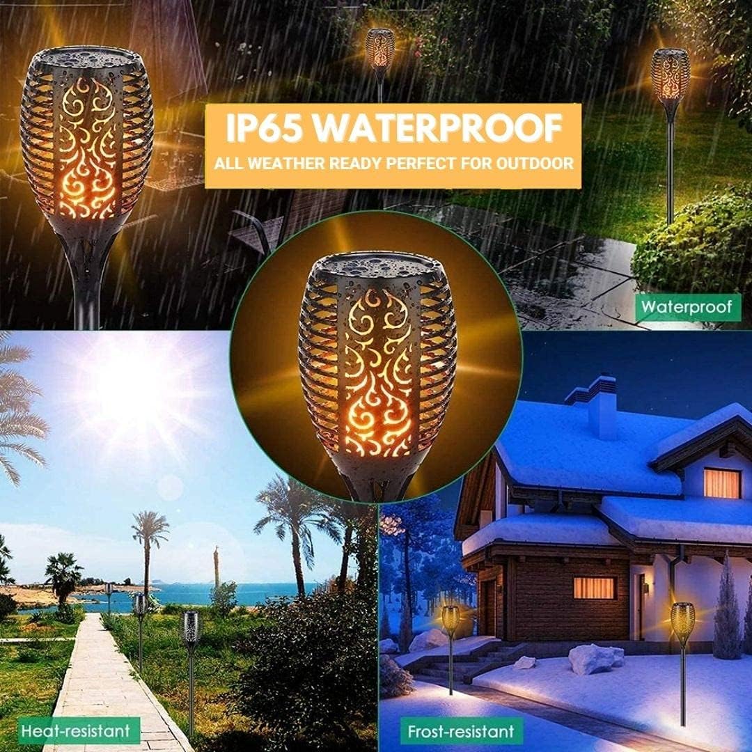 Solar Lights Outdoor, 2 Pack Torches Flame Garden Lights with Flickering Flames Outdoor Waterproof 96 LED Dusk to Dawn Auto On/Off Garden Lights Solar