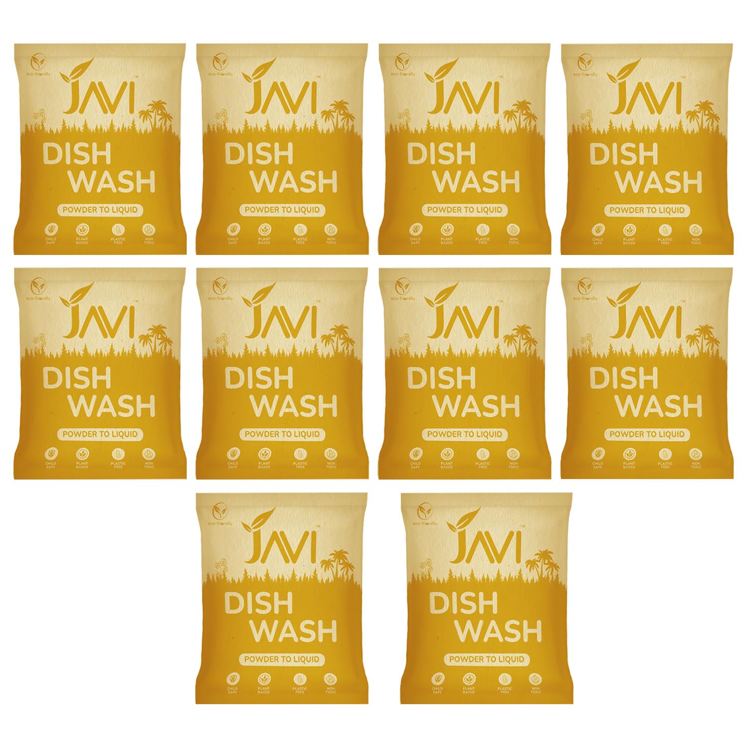 JAVI Dish Wash Powder to Liquid Refill Pack (10 Sachet = 5 Ltr) | Natural, Plant Based, Non Toxic & Eco-Friendly | Remove tough grease, soft on hands | Baby Safe & Pet safe | Crockery wash (B0D7SB8GDP) Amazon Price History, Amazon Price Tracker
