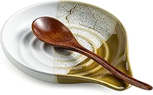 Ceramic Spoon Rest for Stove Top & Kitchen Counter, Large Spoon Holder, Heat-Resistant & Easy to Clean, Non-Stick Spatula Holder for Cooking, Coffee Spoon, Kitchen Decor, Gradient Brown