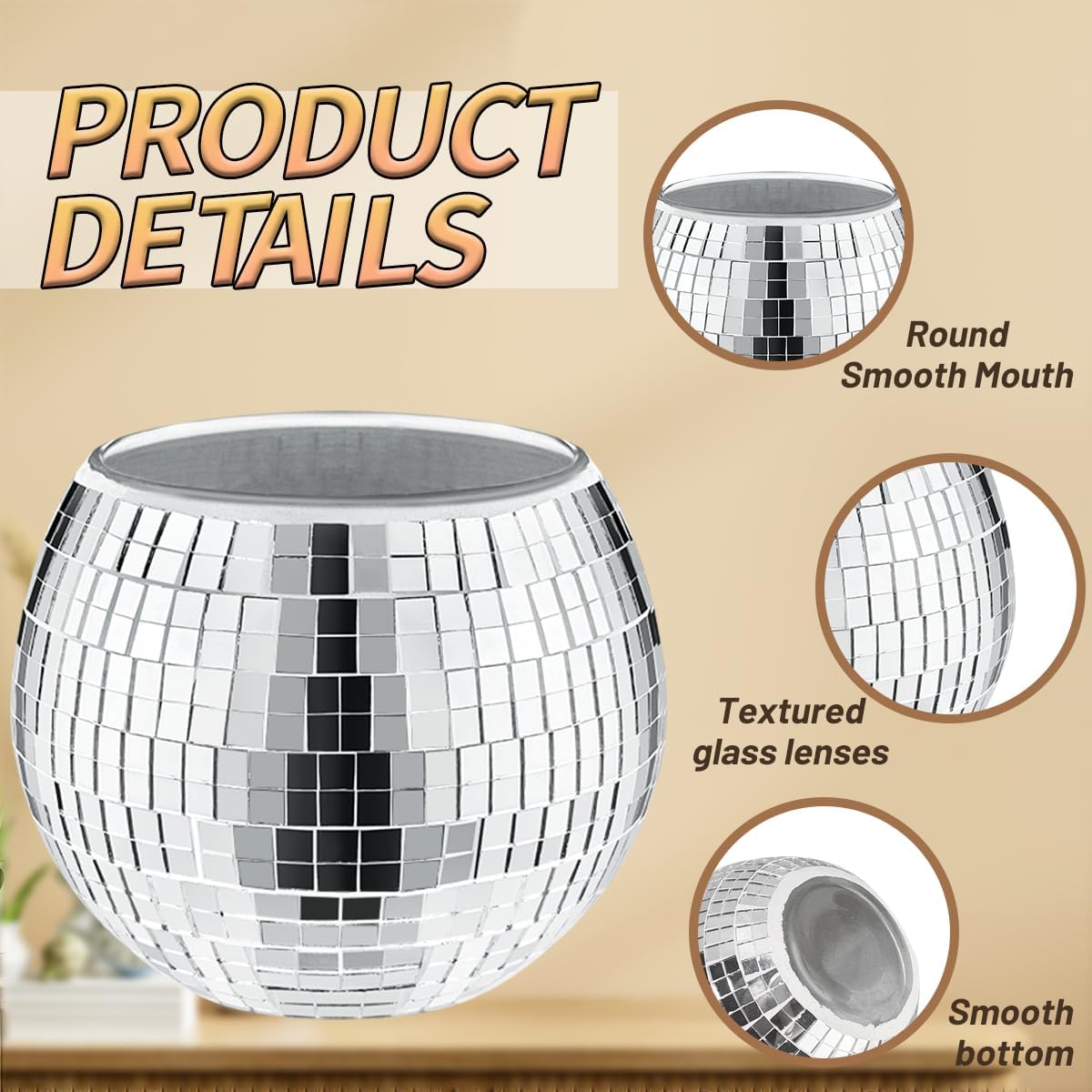 6 Pcs Disco Ball Planter,Silver Disco Ball Vase,Mirrored Disco Ball Decorative Vase,Disco Ball Centerpieces,for Wedding Centrepieces, Proms, Birthday Parties, Dining Tables, Bedrooms