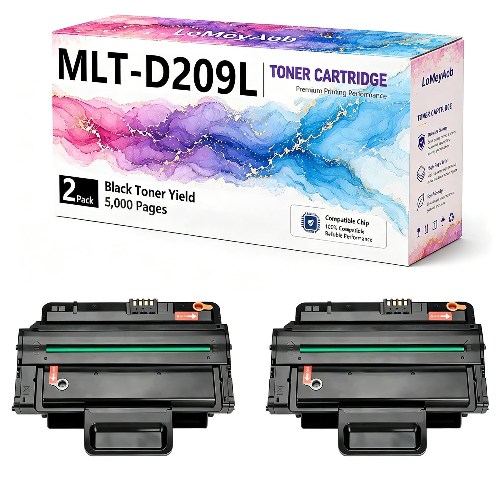 Cartuccia di toner MLT-D209L, Sostituzione nera ad alta resa per la stampante Samsung LaserJet SCX-4824 4826 4828FN 2855, Stampe ad alta velocità, Alta resa, 5000 pagine ,2Pack