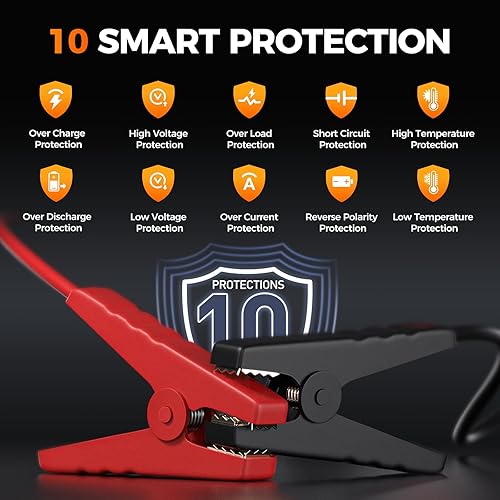 Miniatura 8 de Arrancador de batería de coche 9 en 1 6000A con compresor de aire 26800mAh, caja de salto portátil de 150PSI 12V con inflador de neumáticos de