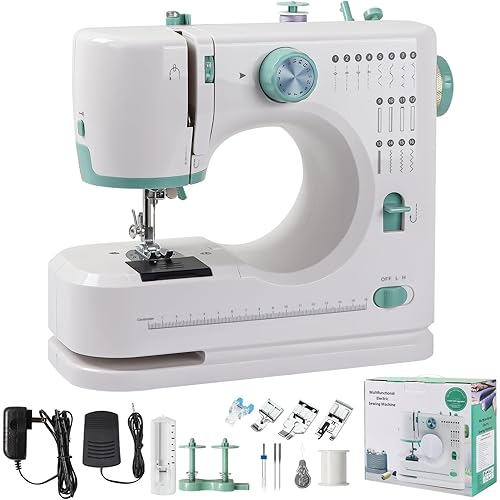 Sewing Machine for Beginners, Portable Electric Mini Sewing Machine with Dual Speed, 16 Built-in Stitches, Foot Pedal, and Accessories Kit for Home DIY Projects & Gift