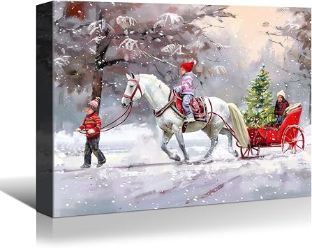 Denozer Large Christmas Wall Art - Christmas Pictures, Santa Wall Art, Christmas Canvas, Winter Wall Art, Christmas Poster for Home Decor - 24x18 inches