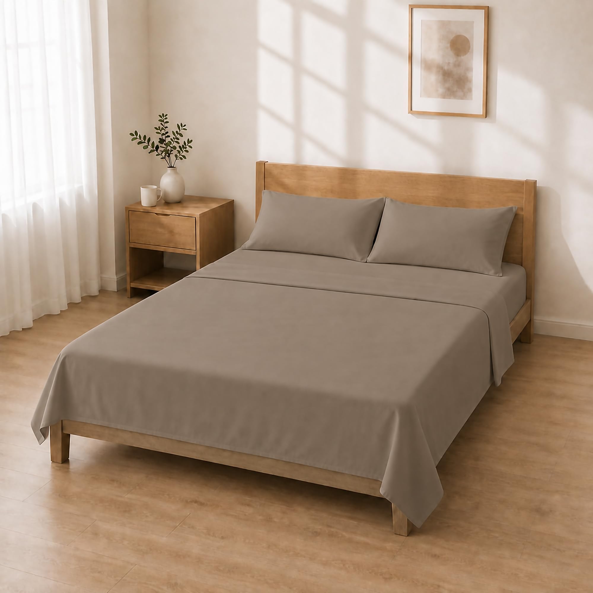 Homebliss Taupe Microfibre Bedding Set 150 X 200 + 30 / 240 X 280 + 50 X 80 Cm 2 Pieces,