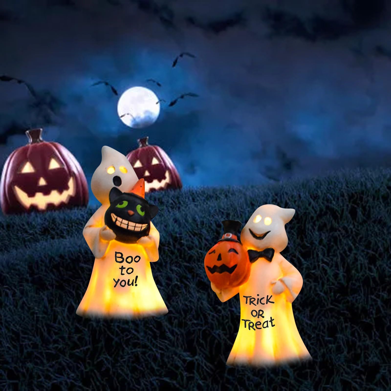 Entzückende Figur Niedliche Statue Halloween Statue Freundliche Deko Harzstatue Lustige Figur Harz für Tisch, Garten Party Dekoration Ornament, Wohnzimmer, Tischdeko (B, One Size)