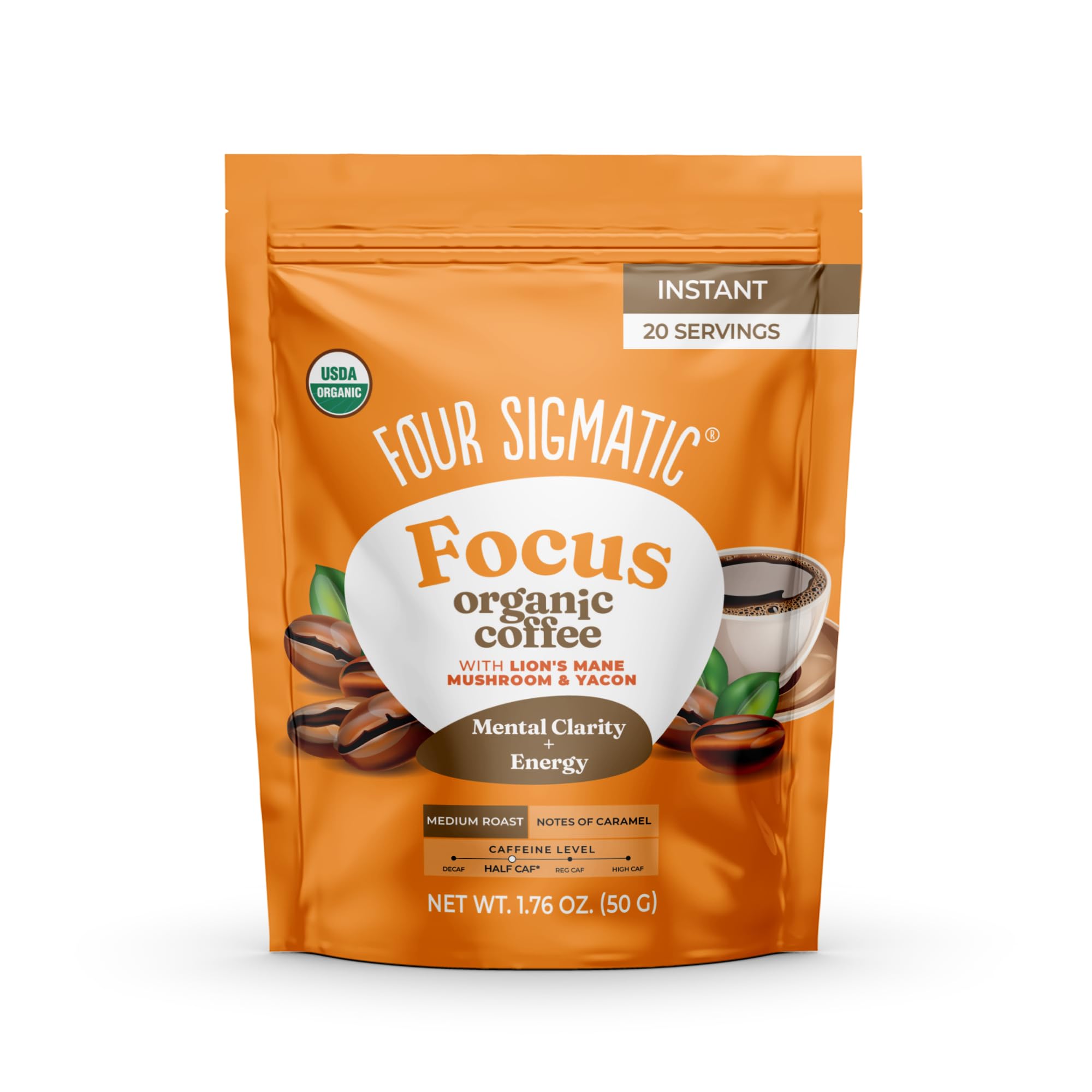 Four Sigmatic Organic Multi Serve Focus Instant Coffee, 1.7 OZ
