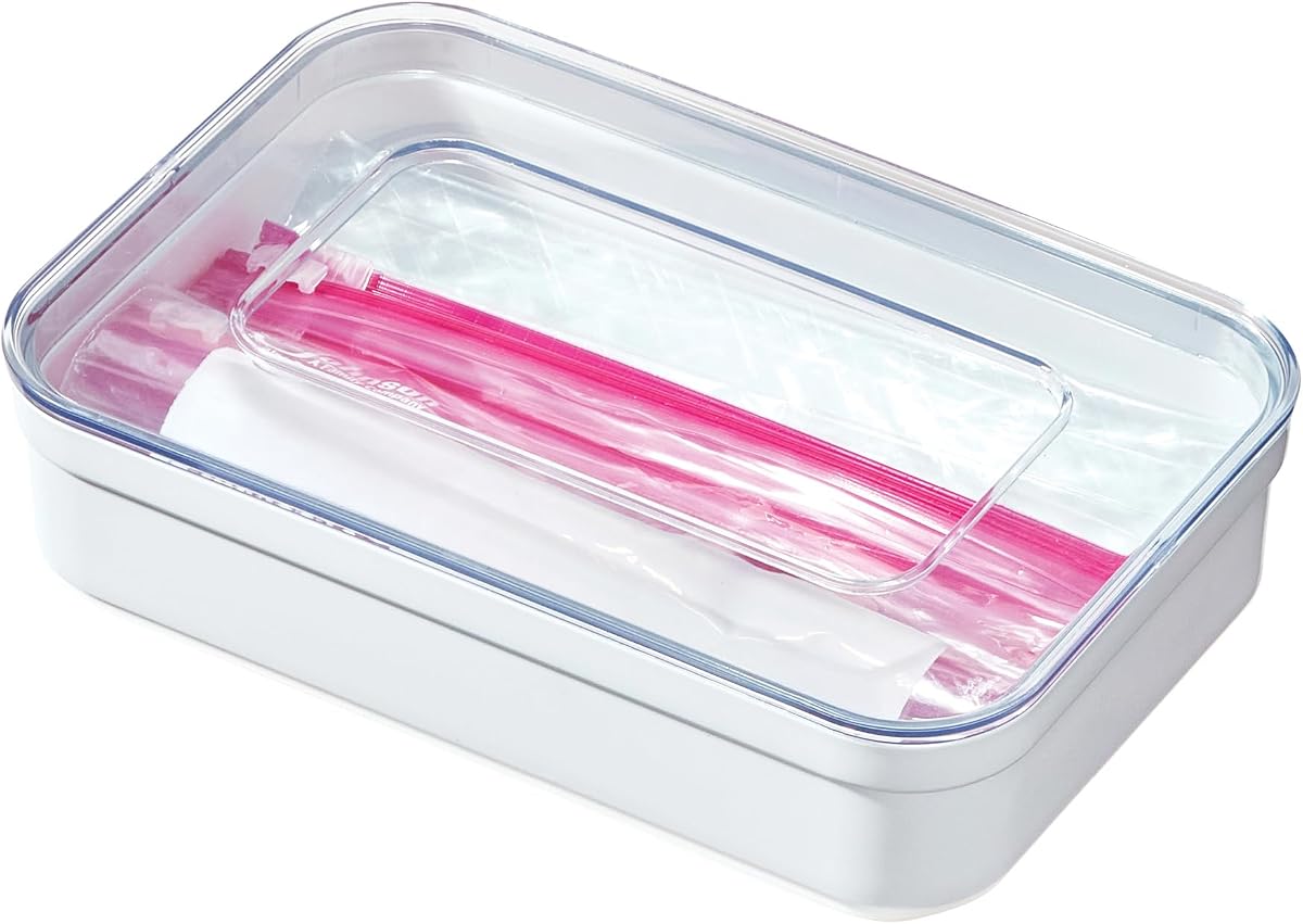 Sandwich Bag Organizer, Clear/White | Plastic, Food Storage Bag Holder, For Kitchen Drawer