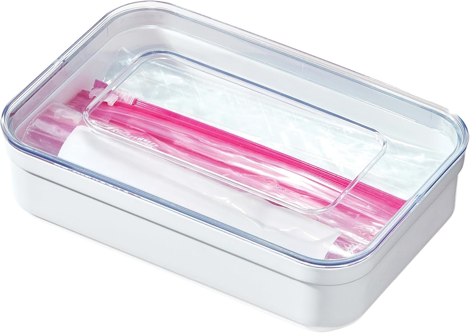 iDesign Gallon Plastic Storage Bag Organizer, Clear/White image 5