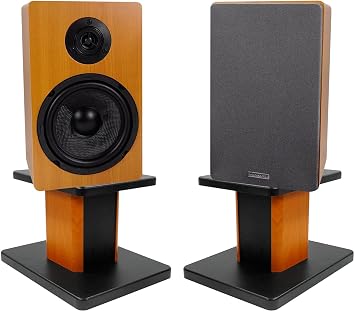 Rockville RockShelf 64C Wood 6.5" Bookshelf Speaker Pair with RHT8C Stands | 400W Peak / 100W RMS Per Pair, 4-Ohm, Kevlar Woofer, 1" Silk Dome Tweeter, 8" Desktop Monitor Stands, Home Theater, 4-Items