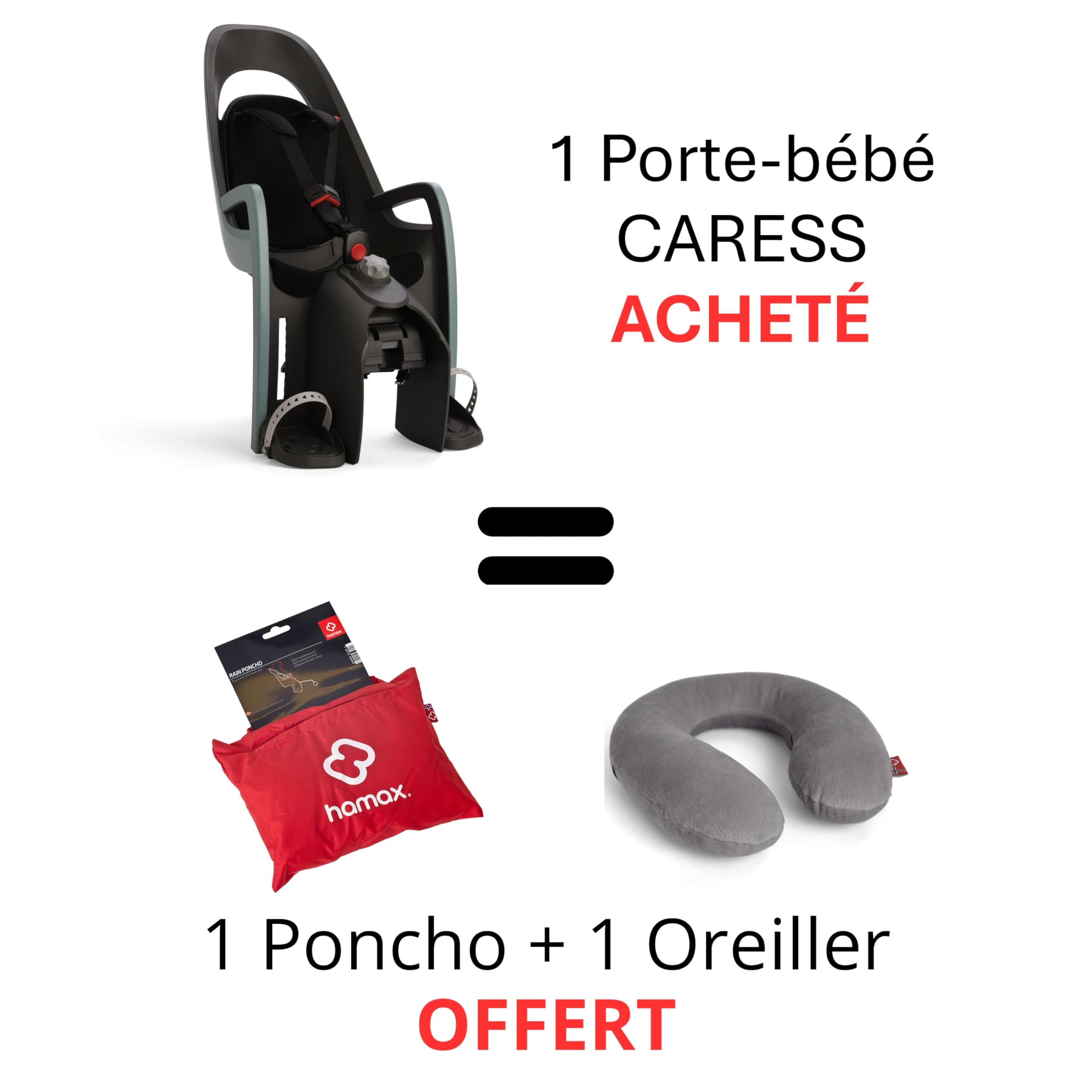 Hamax Porte Bébé Vélo Caress Vert/Noir Siège Inclinable 20° Sécurité 3 Points Protection Imperméable