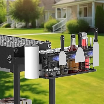 DTUQYX Griddle Caddy for Blackstone,Space Saving Blackstone Griddle Accessories, BBQ Grill Storage Organizer with Magnetic Knife Holder/Paper Towel Holder/Tool holder