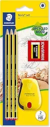 STAEDTLER 120 SBK3P2 Noris edição limitada Happy Birthday pacote com 3 lápis HB grafite Noris, borracha Noris e apontador de banheira Noris, Multicolorido