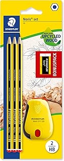 STAEDTLER 120 SBK3P2 Noris edição limitada Happy Birthday pacote com 3 lápis HB grafite Noris, borracha Noris e apontador de banheira Noris