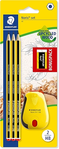 STAEDTLER 120 SBK3P2 Noris edição limitada Happy Birthday pacote com 3 lápis HB grafite Noris, borracha Noris e apontador de banheira Noris, Multicolorido