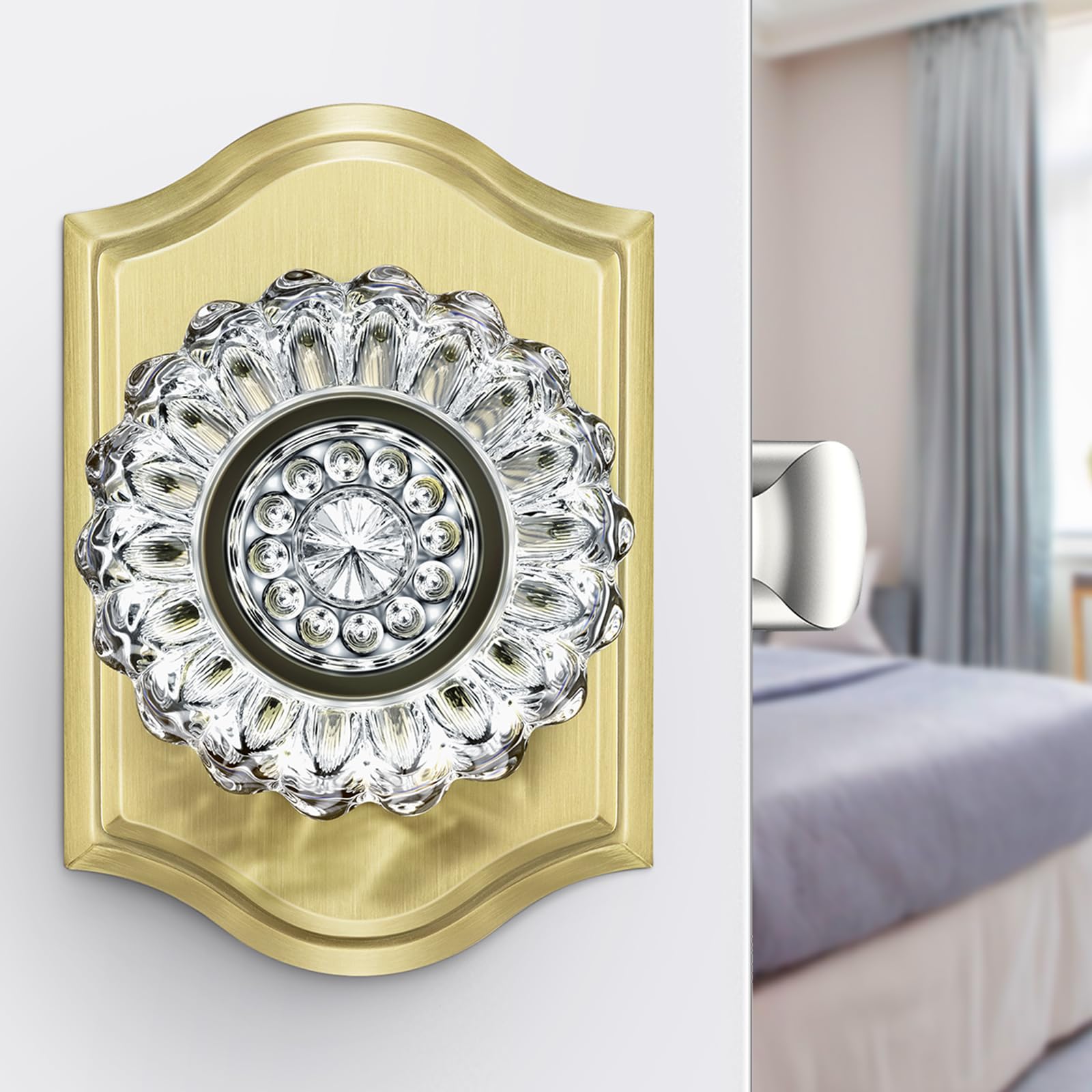 Matte Black Crystal Glass Door Knobs with Lock -14