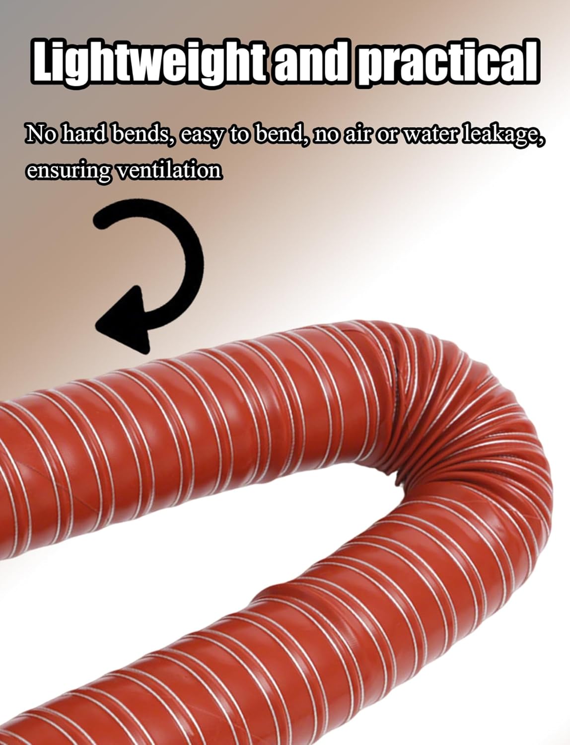 Red High Temp Silicone Ducting Hose | Steel Wire Reinforced Fire Retardant Fiberglass Flex Duct for Industrial(20.3cm/7.99in,39.37in)