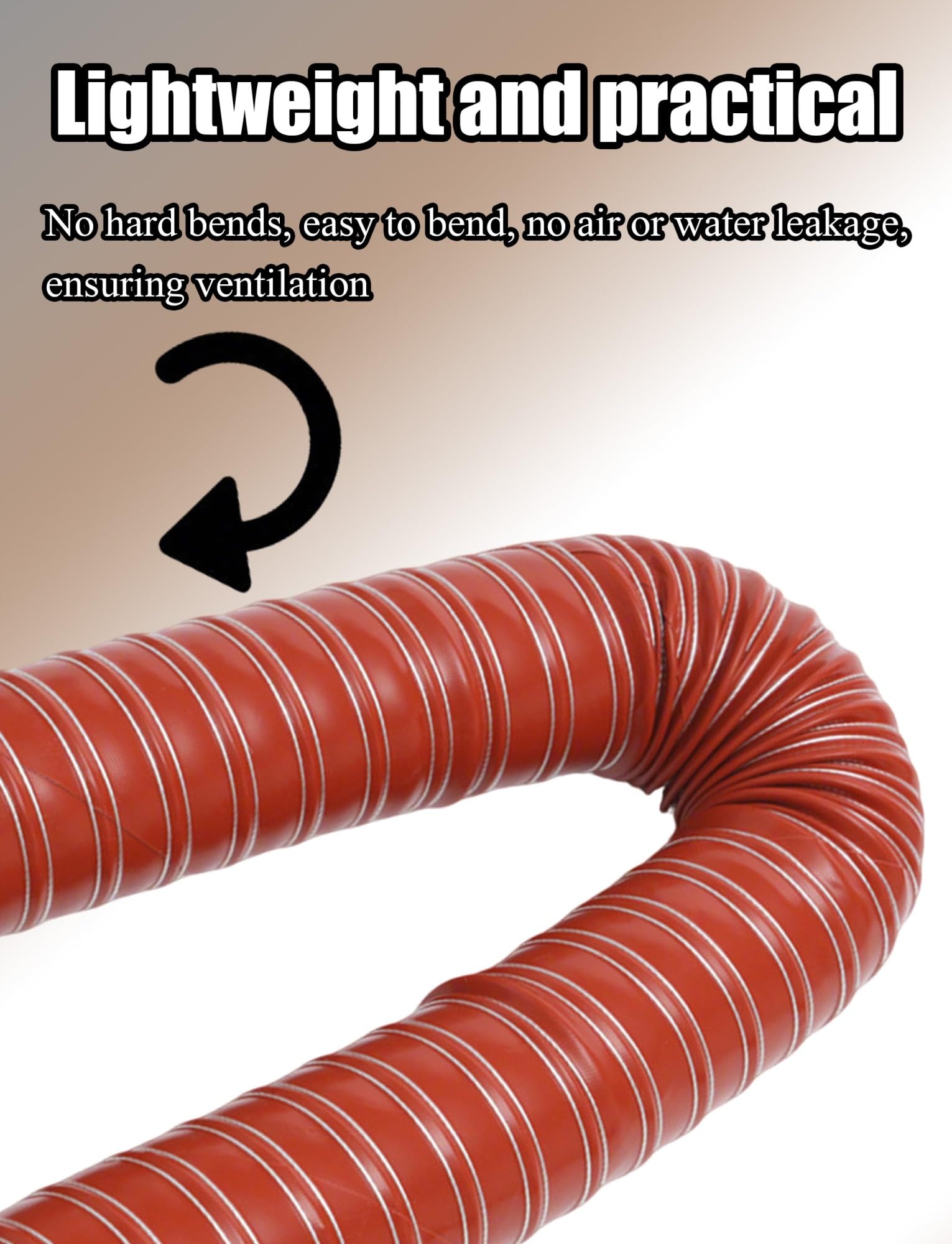 Manguera de conductos de silicona roja de alta temperatura | Conducto flexible de fibra de vidrio ignífugo reforzado con alambre de acero for uso industrial(1.77in/4.5cm,157.48in)