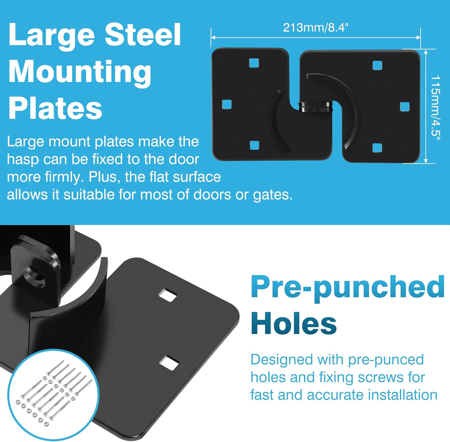 IRONWALLS Puck Lock Hasp Black 2 Packs, Heavy Duty Lock Hasp for Hidden Shackle Padlock Diameter Within 2-7/8”/73mm, Steel Puck Lock Holders Brackets for Shipping Container, Trailers Doors