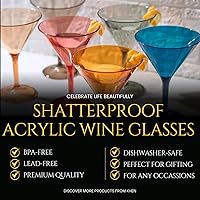 Vista 2 de Vasos de cristal de plástico de estilo europeo, Martini irrompible, cóctel, juego de 6 vasos de acrílico inastillable 100% Tritan, de colores sin