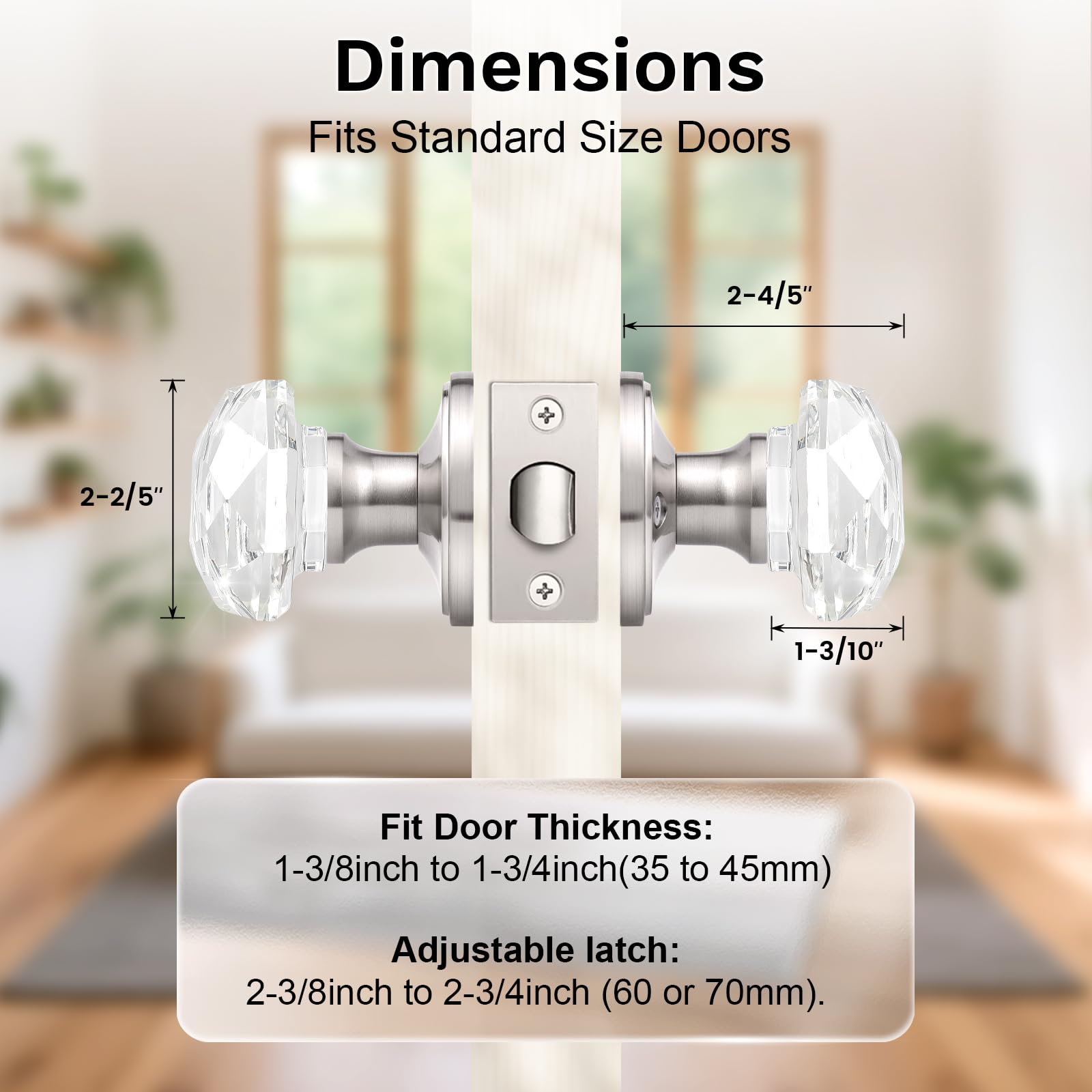 Elegant Clear Glass Door Knobs - Satin Nickel -4