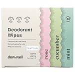 Dew Well Deodorant Wipes - On-the-Go Travel Deodorant - Fresh Mint, Rose & Cucumber Scents Body Wipes for Women - Aluminum, Paraben & Sulfate Free Mini Toiletries - 50 Count, Mint/Rose/Cucumber