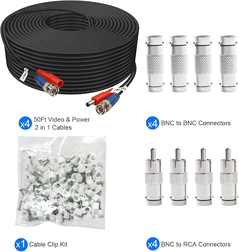 Miniatura 8 de Cable BNC de 100 pies, paquete de 4 cables de alimentación de video BNC Aimyzii BNC, cable de cámara de seguridad de video todo en uno para sistemas